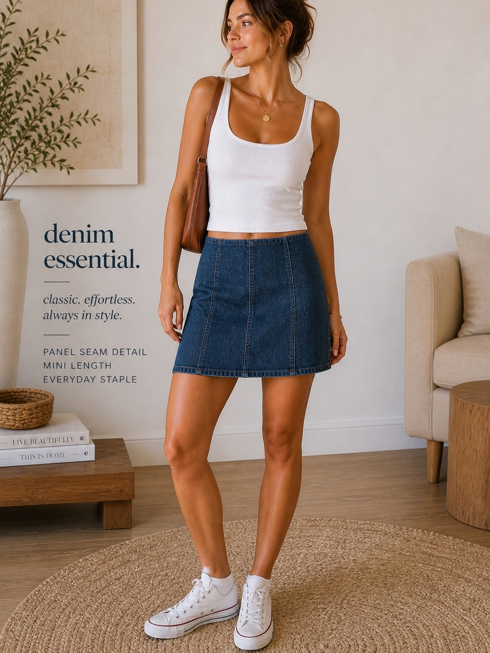 wild fable Dark Blue Denim Panel Mini Skirt